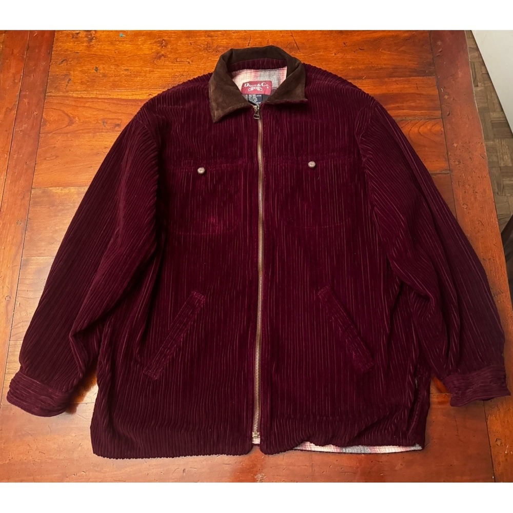 Denim & Co Burgundy Corduroy Utility Jacket Size Large